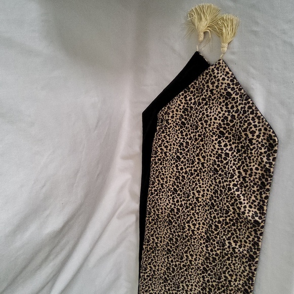 Double sided holiday elegant luxury table runner leopard animal print velvet - Picture 3 of 4